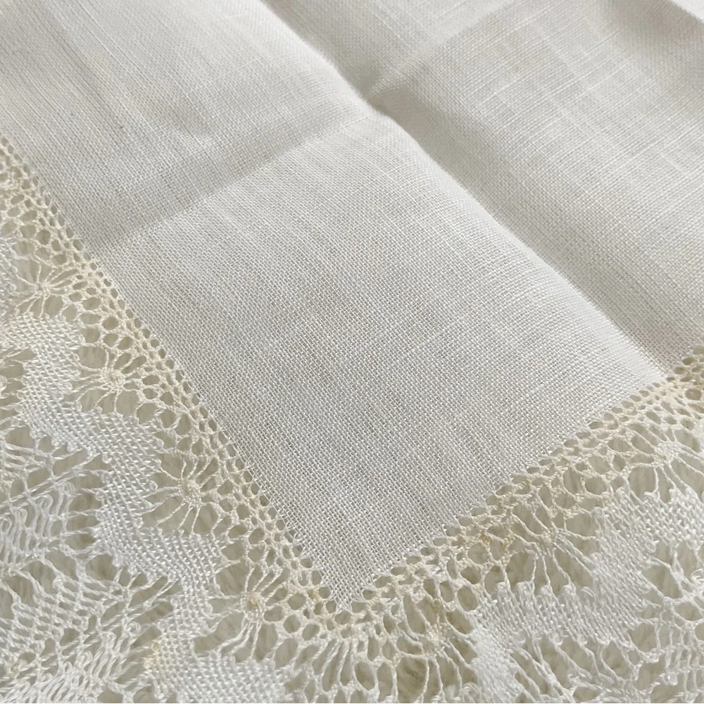 Vintage Bruges Belgium Bobbin Lace Handkerchief Rococo Boxed Linen Bridal Hankie